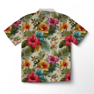 Alternative view of Chemise hawaïenne pour homme – Jardin tropical aux hibiscus dorés